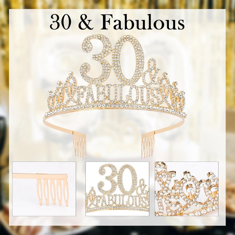 Hapdoo 30th Birthday Crown & Tiara Set - Fabulous Decorations for Women - Happy 30th - Image 5
